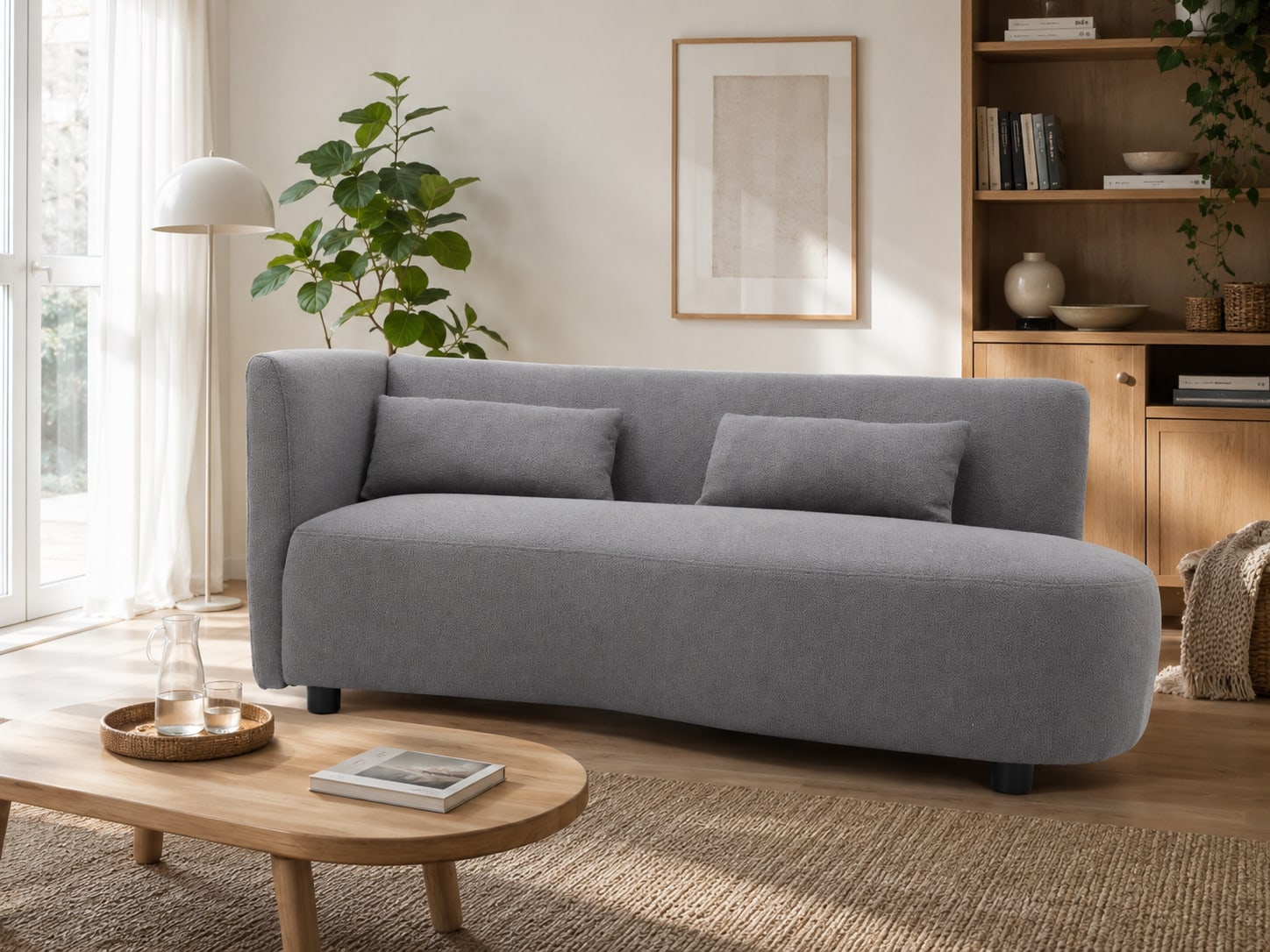Soft-profile sofa with a compact visual footprint
